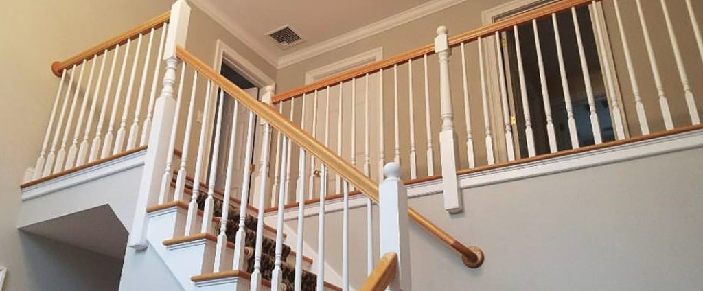 Indoor painting service, painting spindles semi gloss white
